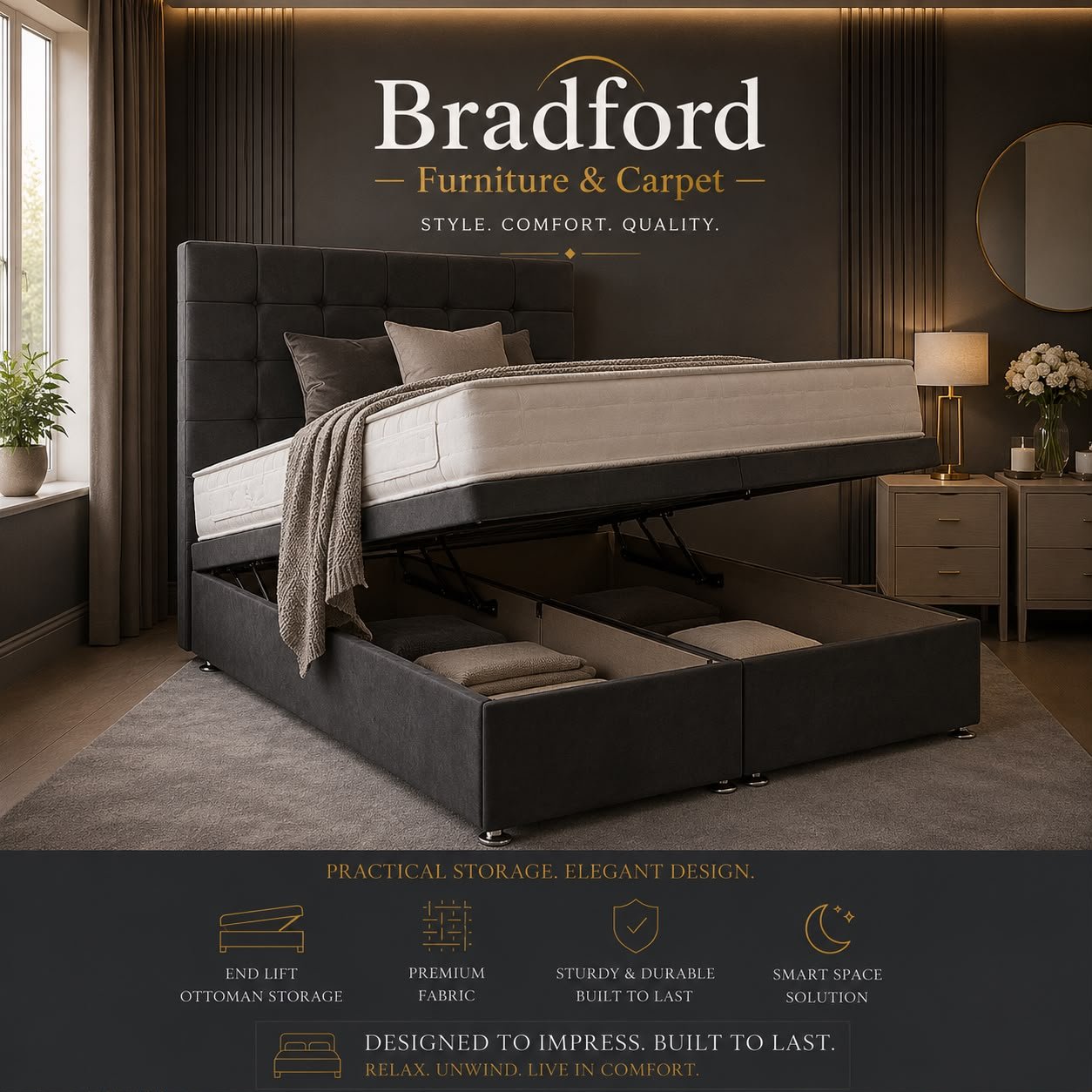 End Lift Up Ottoman Storage Bed Frame End Lift Up Ottoman Storage Bed Frame - Image 1