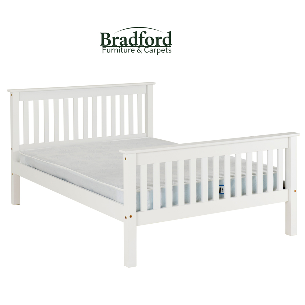 Monaco Waxed Pine Bed Frame White pic 1