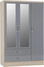 Nevada 3 Door 2 Drawer Mirrored Wardrobe