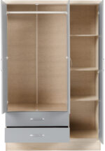 Nevada 3 Door 2 Drawer Mirrored Wardrobe - Image 3