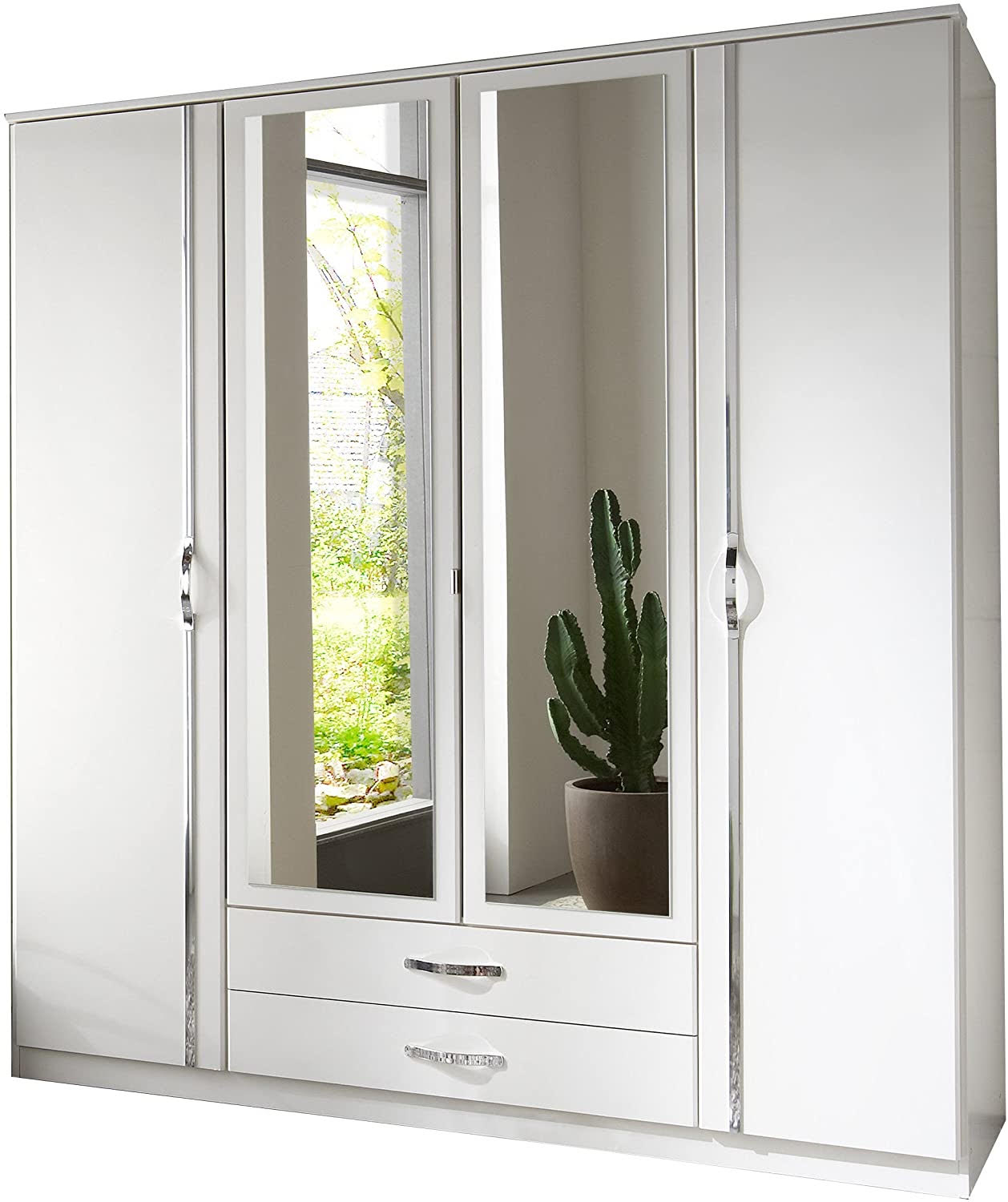 bradford-furniture-wooden-large-wardrobe.jpg Four Doors Wooden Wardrobe - Image 1