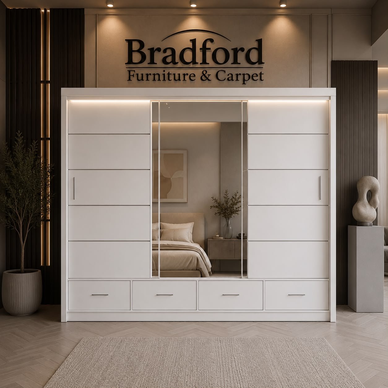250cm Sliding Florence Wardrobe -White-Grey-Black | Bradford Furniture & Carpets