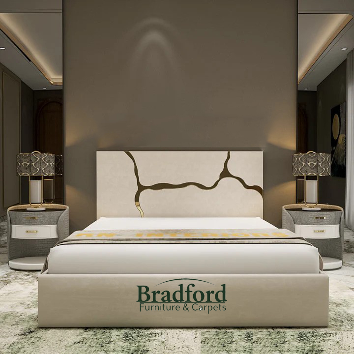 Cremio Golden Strips Designer Bed Frame 1