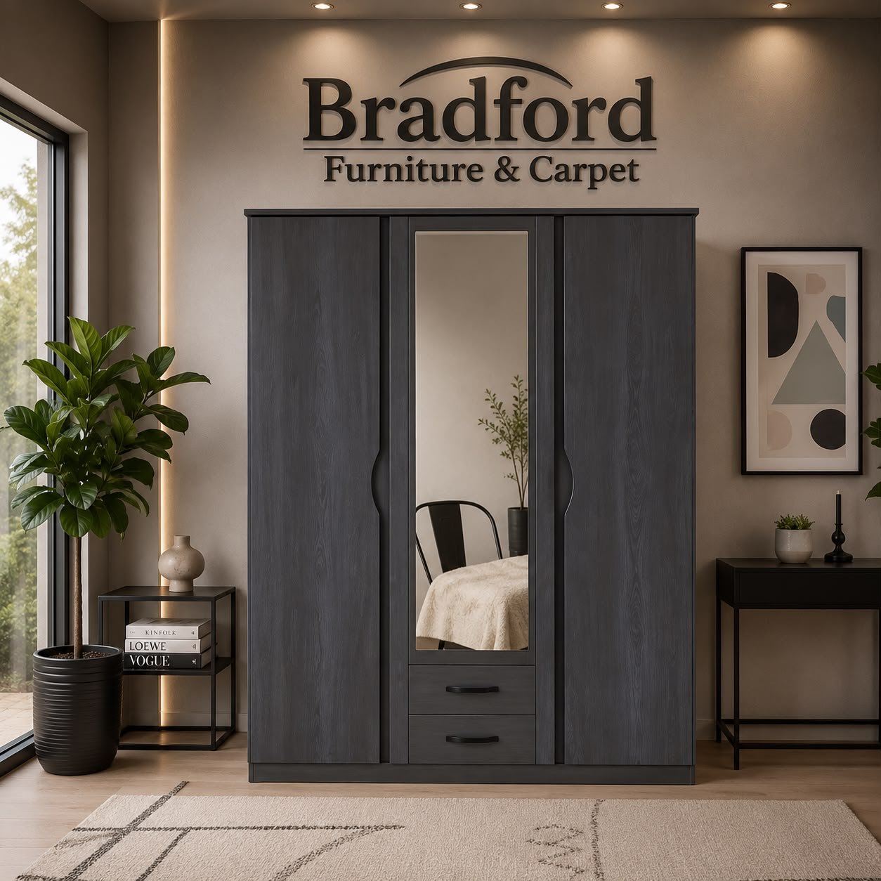 Due 3 Door Wardrobe Graphite