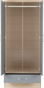 Nevada Mirrored 2 Door 1 Drawer Wardrobe all Colors - Image 3