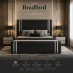 Silver Strip Headboard 49"& Footboard with Bed Frame