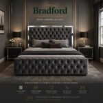 Silver Striped Super King Bed Frame
