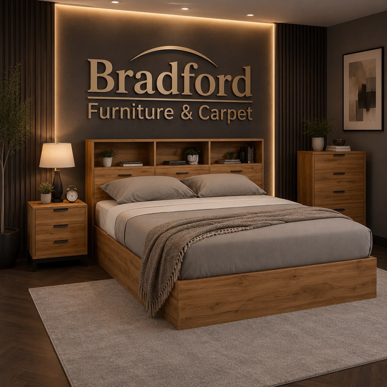 Bali Ottoman Storage Wood Bed With Gas Lift Up System