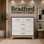 Cleveland 3+2 Drawer Chest with White/Grey Metal Effect