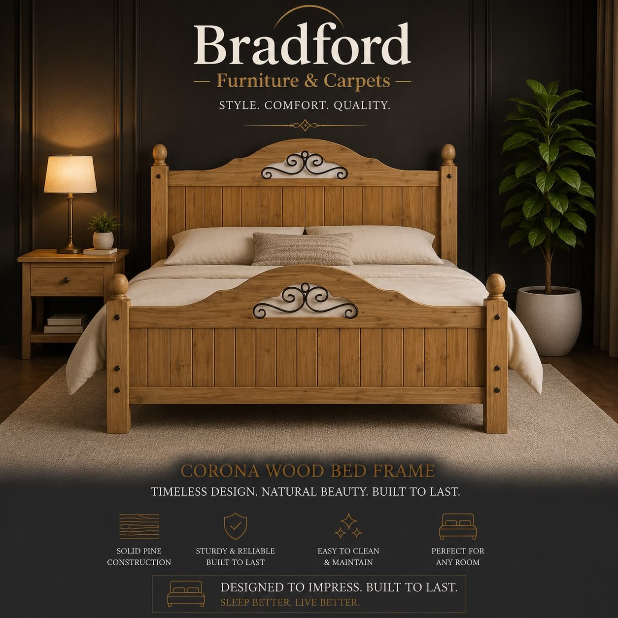 Corona Bed High Foot End in Distressed Waxed Pine Corona Bed High Foot End in Distressed Waxed Pine - Image 1