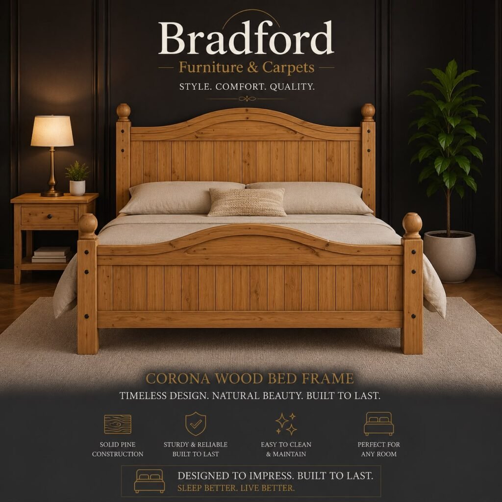 Corona Scroll Bed High Foot End in Distressed Waxed Pine
