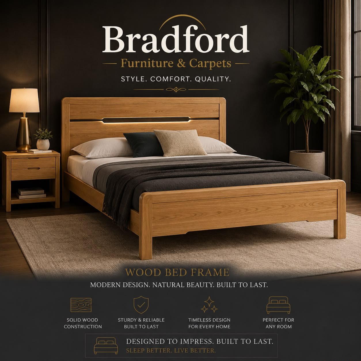 Curve Bed with Oak effect Curve Bed with Oak effect - Image 1