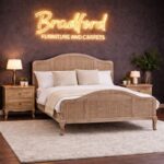 Fleur Rattan Bed with Light Oak Color