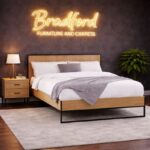 Harlow Bed with Light Oak & Black Color