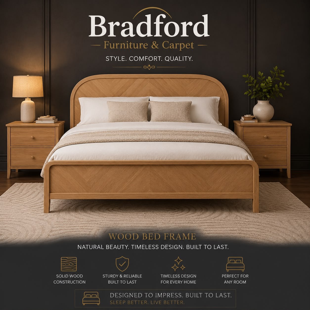 Milo Chevron Oak Bed