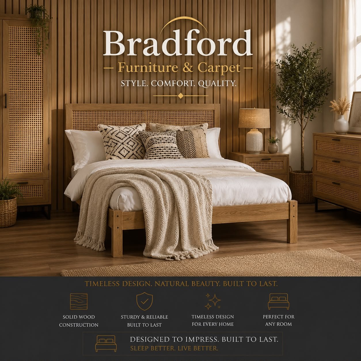 Padstow Bed with Oak & Black Color