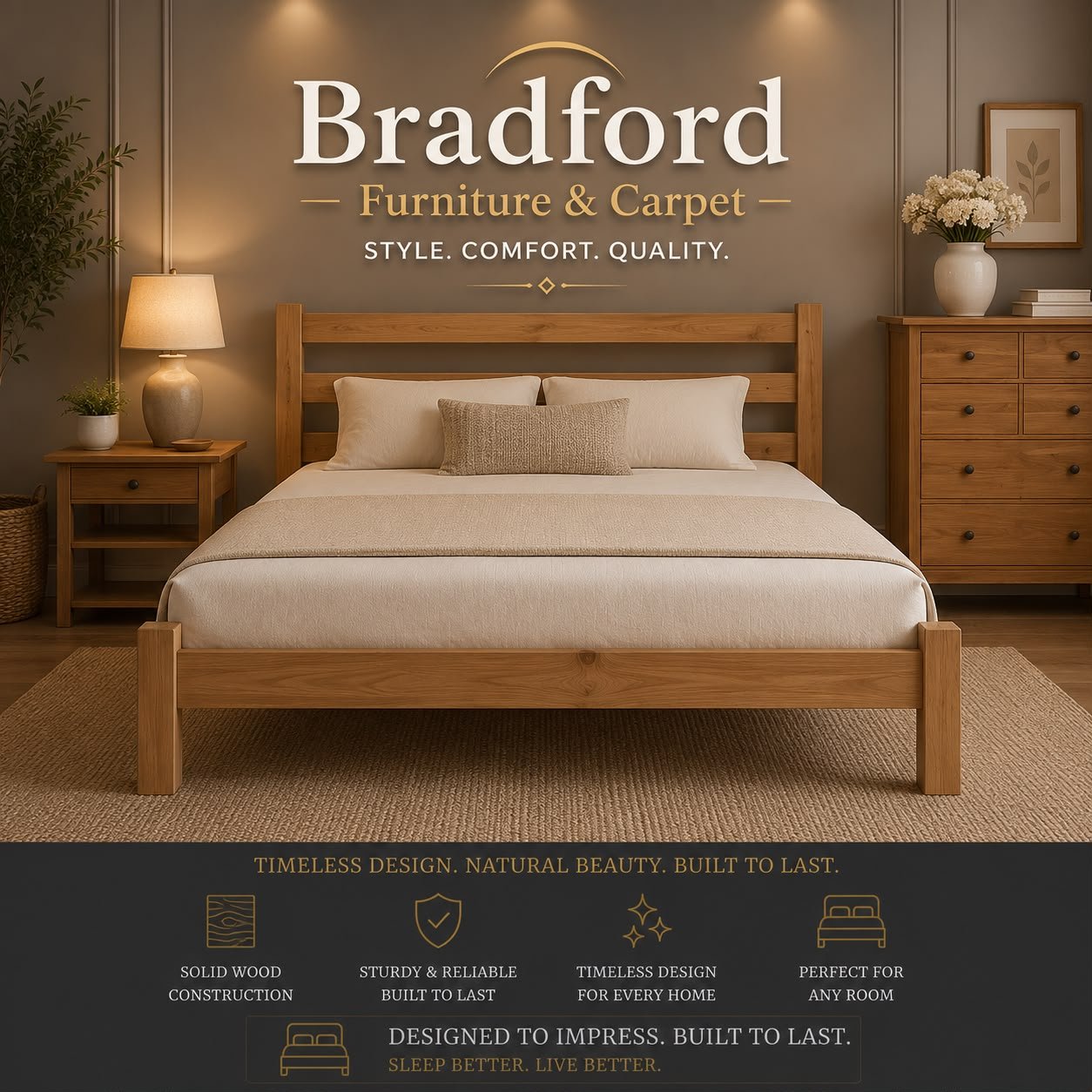 Panama 3' and 4'6 Bed with Natural Wax Panama 3' and 4'6" Bed with Natural Wax - Image 1