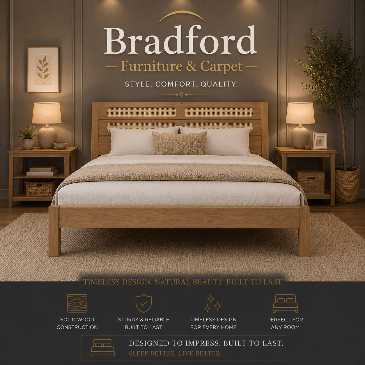 Santana 3' and 4'6 Bed with Light OakRattan Effect Santana 3' and 4'6" Bed with Light Oak/Rattan Effect - Image 1
