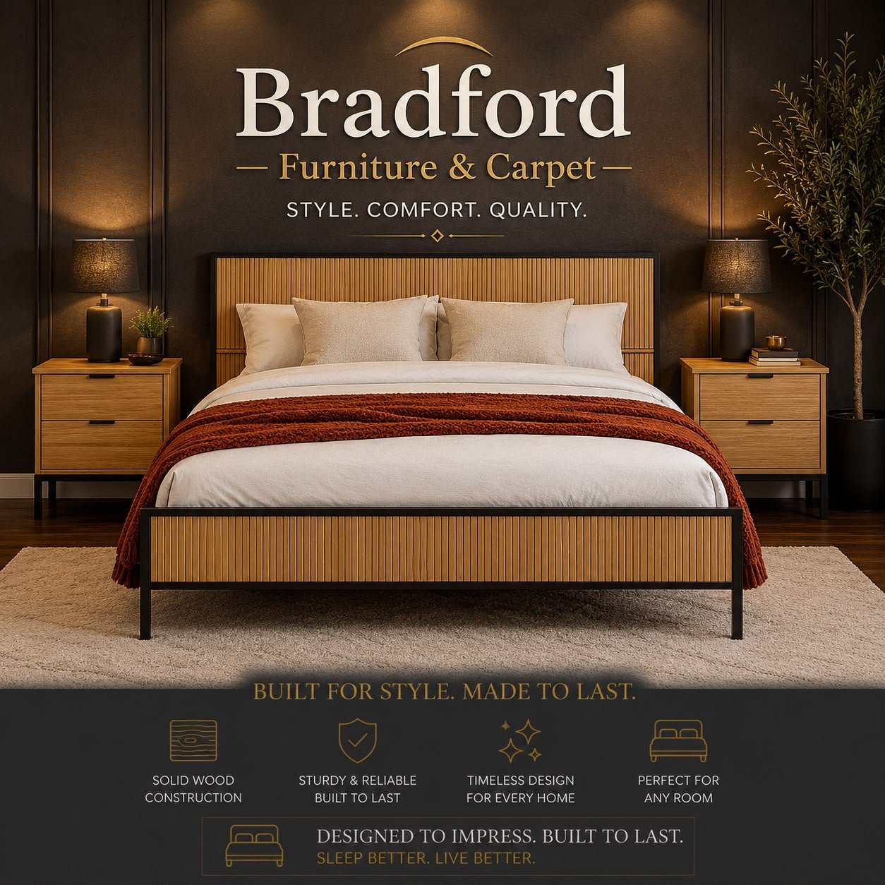 Sia Bed with Natural Oak effect