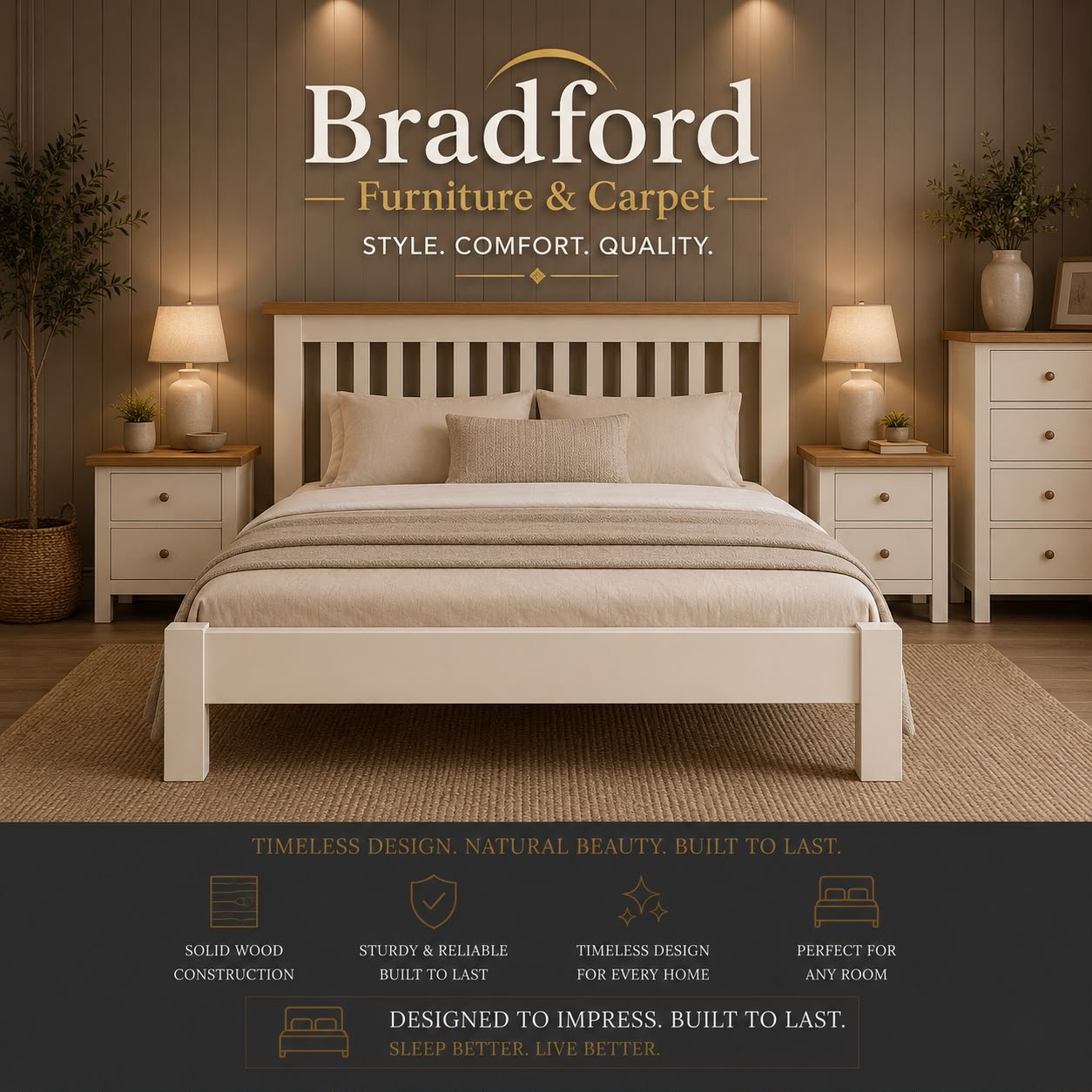 Windsor Wooden Bed in all sizes and Colors