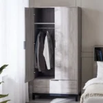 Bali 2 Door 1 Drawer Wardrobe in Grey Oak - Image 4