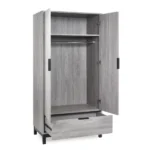 Bali 2 Door 1 Drawer Wardrobe in Grey Oak - Image 7