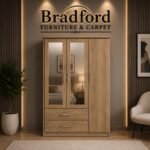 Charles 3 Door 2 Drawer Mirrored Wardrobe in Oak Effect Veneer