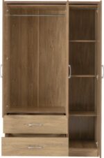 Charles 3 Door 2 Drawer Mirrored Wardrobe in Oak Effect Veneer - Image 4