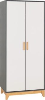 Cleveland 2 Door Wardrobe in White/Grey Metal Effect - Image 2
