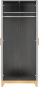 Cleveland 2 Door Wardrobe in White/Grey Metal Effect - Image 4