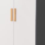 Cleveland 2 Door Wardrobe in White/Grey Metal Effect - Image 5