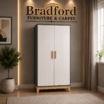 Cleveland Wardrobe in White/Grey Metal Effect