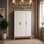 Cleveland Wardrobe in White/Grey Metal Effect - Image 2