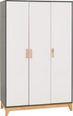 Cleveland 3 Door Wardrobe in White/Grey Metal Effect - Image 2