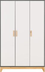 Cleveland 3 Door Wardrobe in White/Grey Metal Effect - Image 3