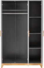 Cleveland 3 Door Wardrobe in White/Grey Metal Effect - Image 4