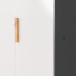 Cleveland 3 Door Wardrobe in White/Grey Metal Effect - Image 5