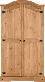 Corona 2-Door Wardrobe - Distressed Waxed Pine - Rustic Mexican Style - Image 2