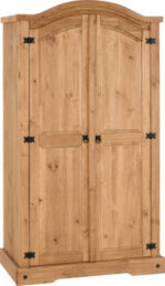 Corona 2-Door Wardrobe - Distressed Waxed Pine - Image 2