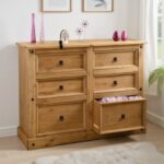 Corona 6 Drawer Chest in Distressed Waxed Pine