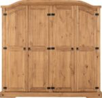 Corona Extra Large 4-Door Wardrobe - Distressed Waxed Pine - Rustic Mexican Style - Image 3