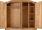 Corona Extra Large 4-Door Wardrobe - Distressed Waxed Pine - Rustic Mexican Style - Image 4
