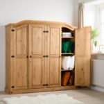 Corona Extra Large 4-Door Wardrobe - Distressed Waxed Pine - Rustic Mexican Style