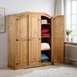 Corona Large 3-Door Wardrobe - Distressed Waxed Pine - Rustic Mexican Style