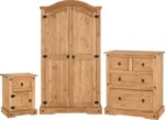 Corona Trio Bedroom Furniture Set: Wardrobe, Chest & Bedside - Waxed Pine - Image 2
