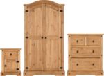 Corona Trio Bedroom Furniture Set: Wardrobe, Chest & Bedside - Waxed Pine - Image 3