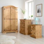 Corona Trio Bedroom Furniture Set: Wardrobe, Chest & Bedside - Waxed Pine