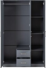 Dakota 3 Door 2 Drawer Mirrored Wardrobe in Dark Grey Color - Image 5