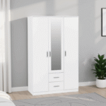 Dakota 3 Door 2 Drawer Mirrored Wardrobe in White Color
