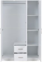 Dakota 3 Door 2 Drawer Mirrored Wardrobe in White Color - Image 5